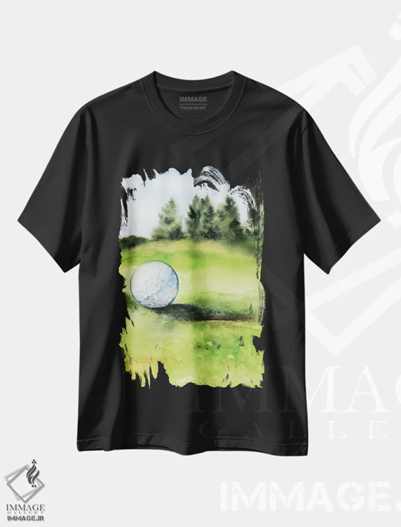تیشرت مشکی طرح دار زمان شروع بازی گلف ۲، تزئینی اثر جنیفر پکستون پارکر | فروشگاه ایماژ