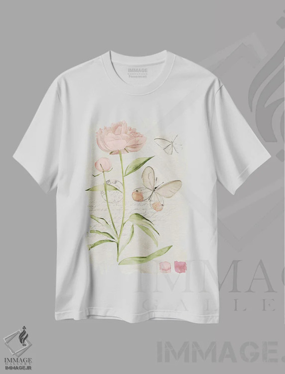 تیشرت سفید طرح دار گل های یادداشت مزرعه ۲، دکور معاصر اثر جنیفر پکستون پارکر | فروشگاه ایماژ