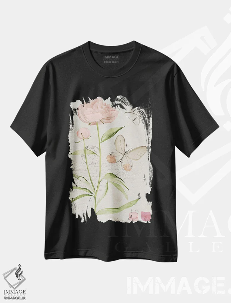 تیشرت مشکی طرح دار گل های یادداشت مزرعه ۲، دکور معاصر اثر جنیفر پکستون پارکر | immage.ir