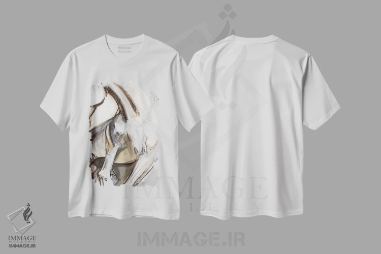 تیشرت سفید طرح دار اسب انتزاعی ۲ اثر جنیفر پکستون پارکر | immage.ir