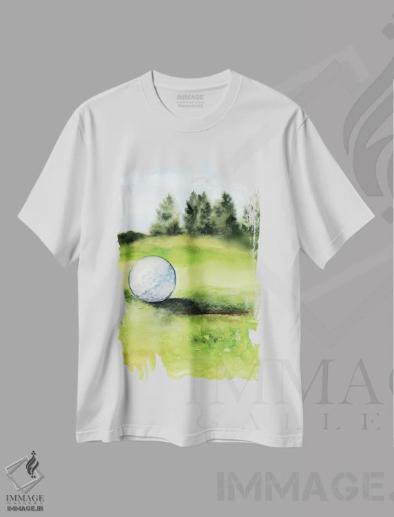 تیشرت سفید طرح دار زمان شروع بازی گلف ۲، تزئینی اثر جنیفر پکستون پارکر | immage.ir