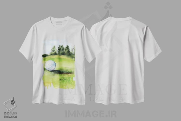 تیشرت سفید طرح دار زمان شروع بازی گلف ۲، تزئینی اثر جنیفر پکستون پارکر | immage.ir