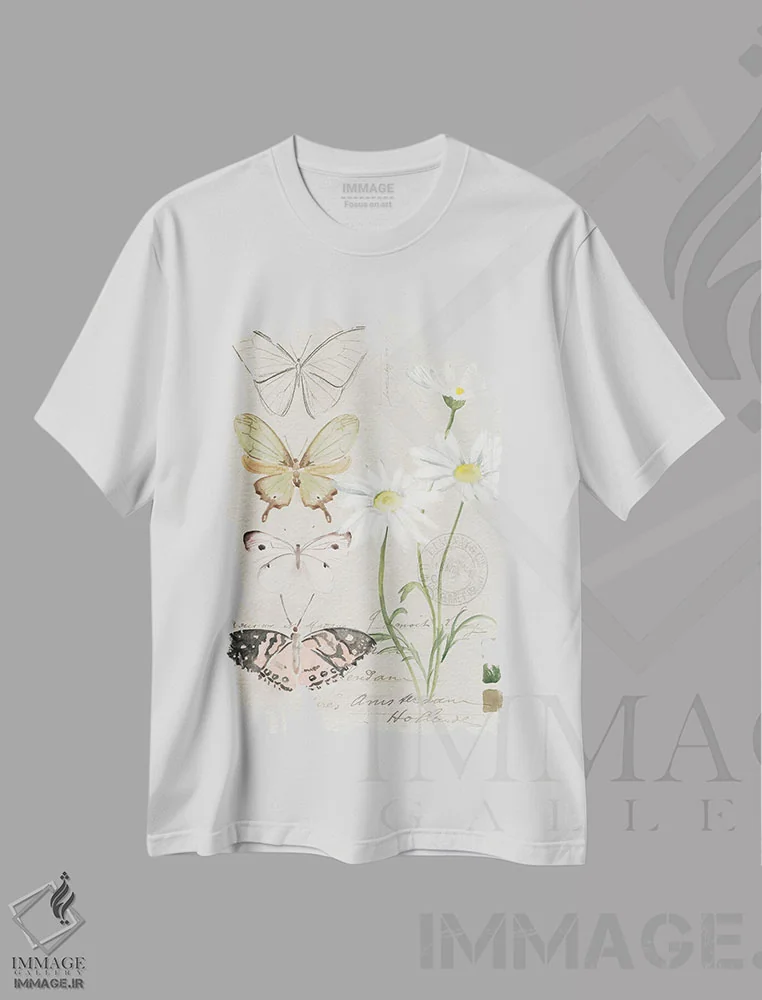 تیشرت سفید طرح دار گل های یادداشت مزرعه ۴، دکور معاصر اثر جنیفر پکستون پارکر | immage.ir