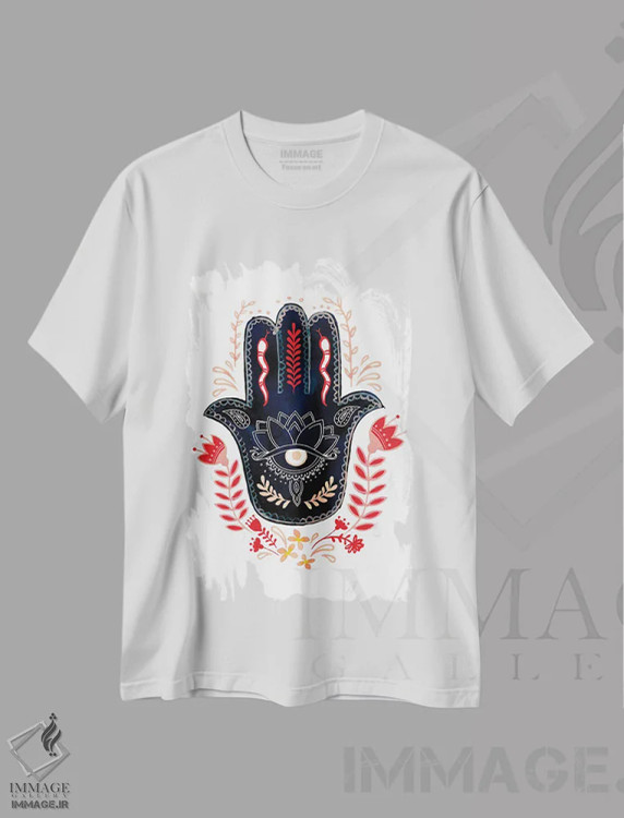 تیشرت سفید طرح دار همسای دست سنتی ۱، دکور آسیایی اثر جنیفر پکستون پارکر | immage.ir