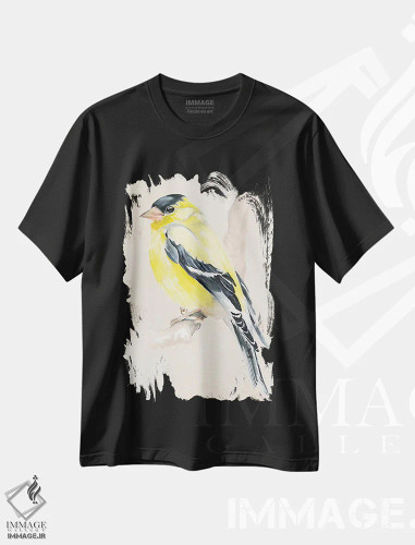 تیشرت مشکی طرح دار پرنده کوچک روی شاخه ۳، تزئینی اثر جنیفر پکستون پارکر | فروشگاه ایماژ