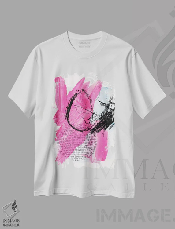 تیشرت سفید طرح دار فلامینگوهای نئونی ۱ اثر جنیفر پکستون پارکر | فروشگاه ایماژ