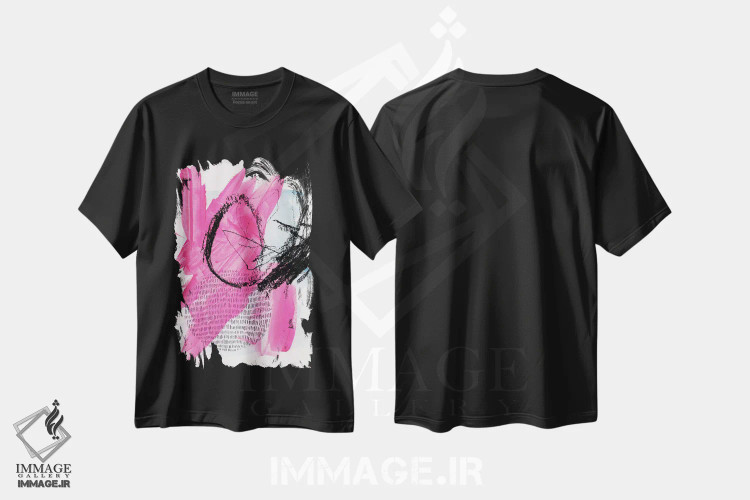 تیشرت مشکی طرح دار فلامینگوهای نئونی ۱ اثر جنیفر پکستون پارکر | immage.ir
