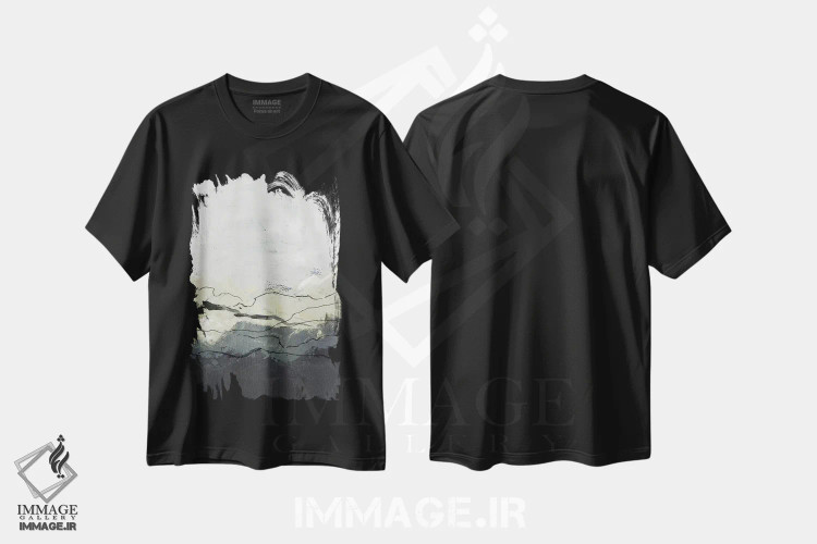 تیشرت مشکی طرح دار کوهستان های زمستانی ۲، آبستره اثر جنیفر پکستون پارکر | immage.ir