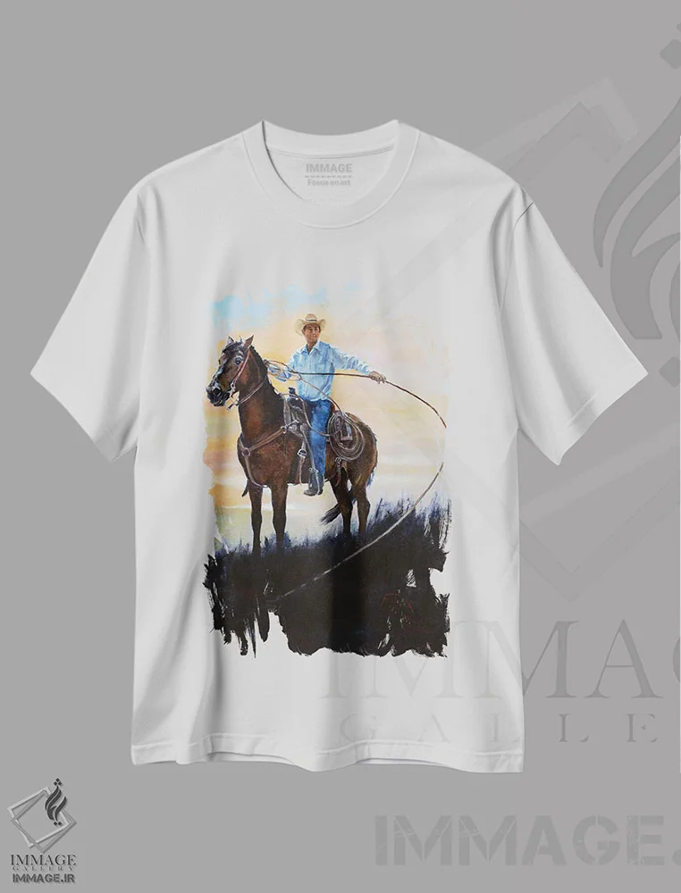 تیشرت سفید طرح دار کشاورز دامدار، تزئینی اثر یان پرلی | immage.ir