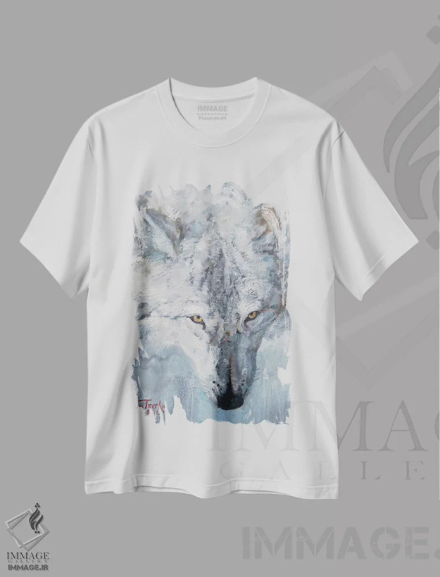 تیشرت سفید طرح دار آتش و یخ، تزئینی اثر یان پرلی | فروشگاه ایماژ