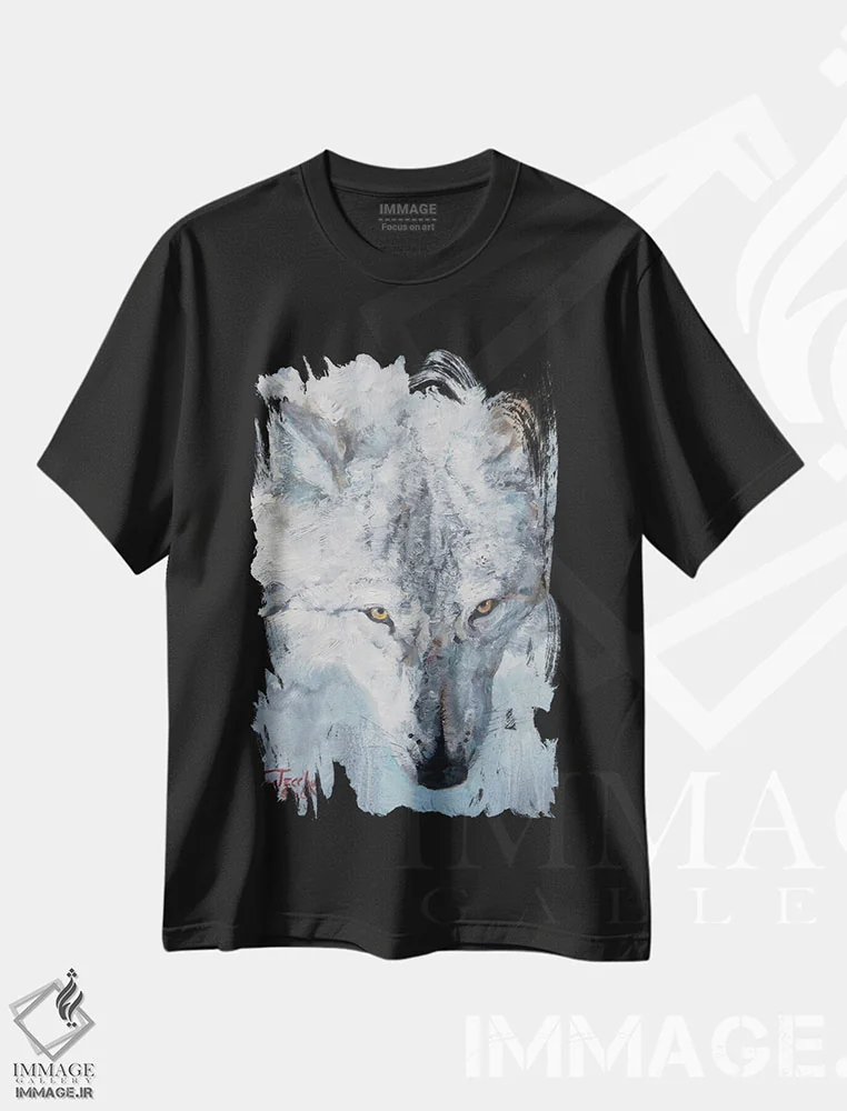 تیشرت مشکی طرح دار آتش و یخ، تزئینی اثر یان پرلی | immage.ir
