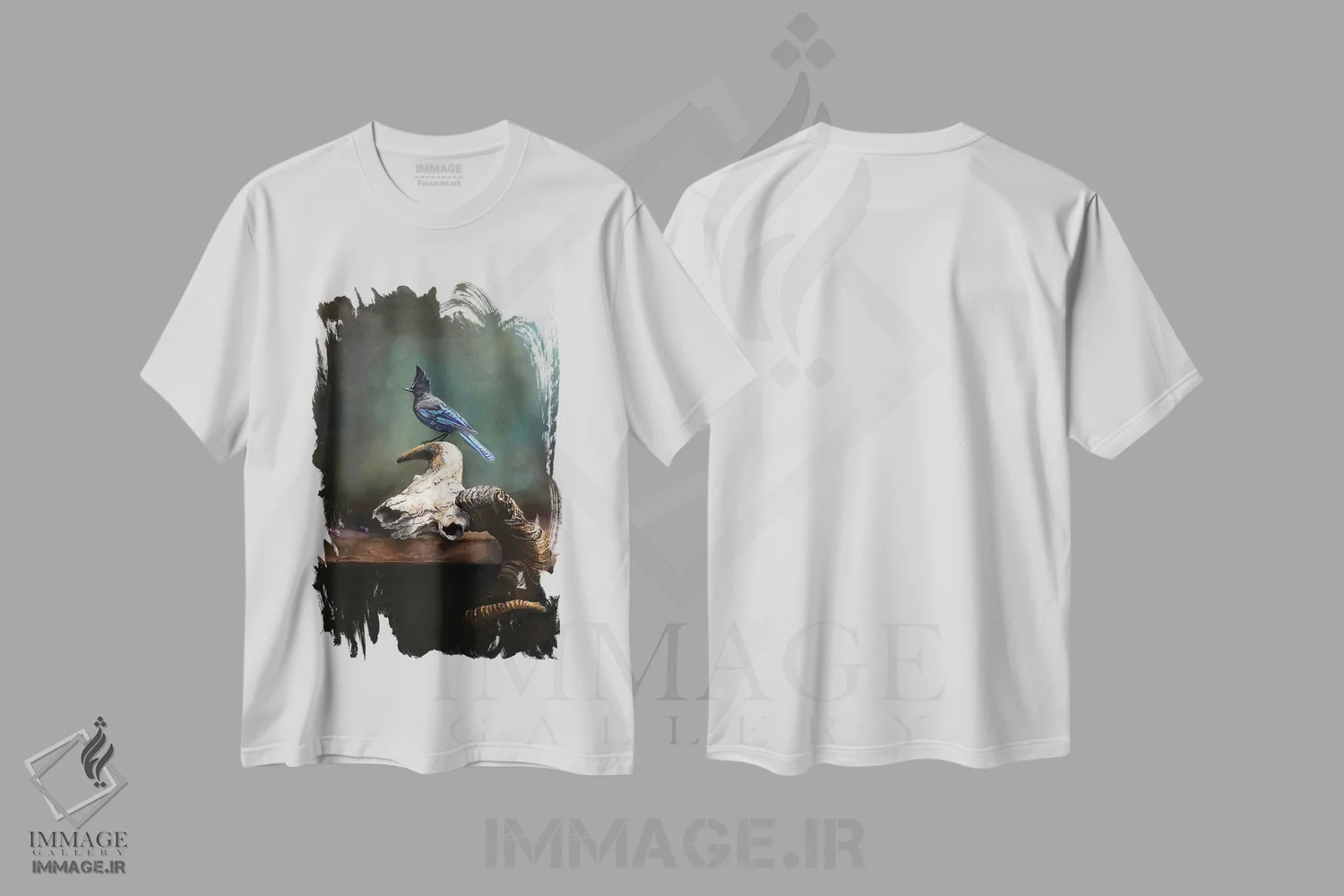 تیشرت سفید طرح دار آثار یان پرلی - immage.ir