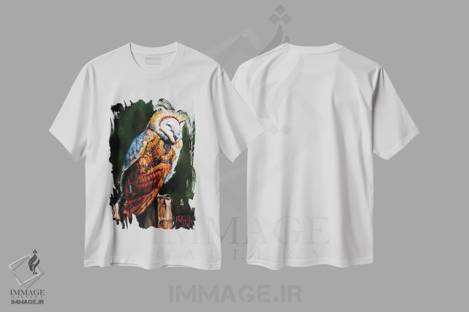 تیشرت سفید طرح دار بلوز جغد انباری، هنر فاخر معاصر اثر یان پرلی | immage.ir