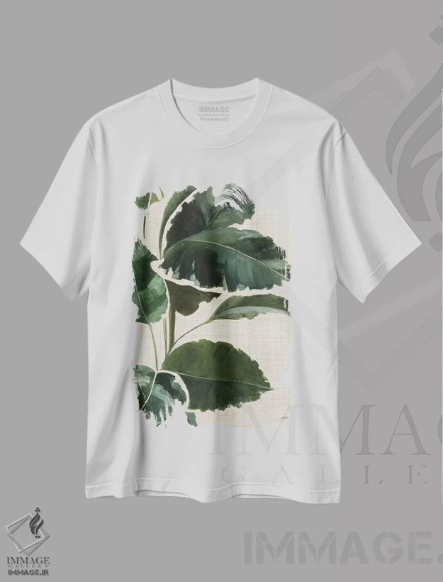 تیشرت سفید طرح دار مطالعهٔ گرمسیری ۱، دکور بوهمی اثر جولیا پورینتون | فروشگاه ایماژ