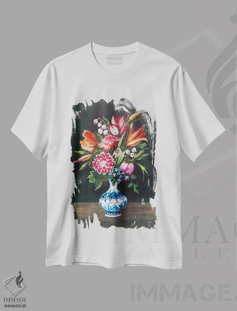 تیشرت سفید طرح دار استادانه ۱، مدیوم اثر جولیا پورینتون | فروشگاه ایماژ