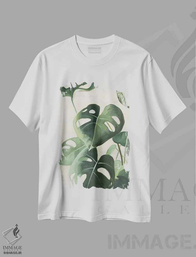 تیشرت سفید طرح دار مطالعهٔ گرمسیری ۴، دکور بوهمی اثر جولیا پورینتون | immage.ir