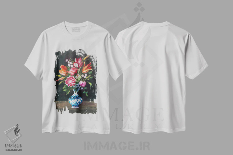تیشرت سفید طرح دار استادانه ۱، مدیوم اثر جولیا پورینتون | فروشگاه ایماژ