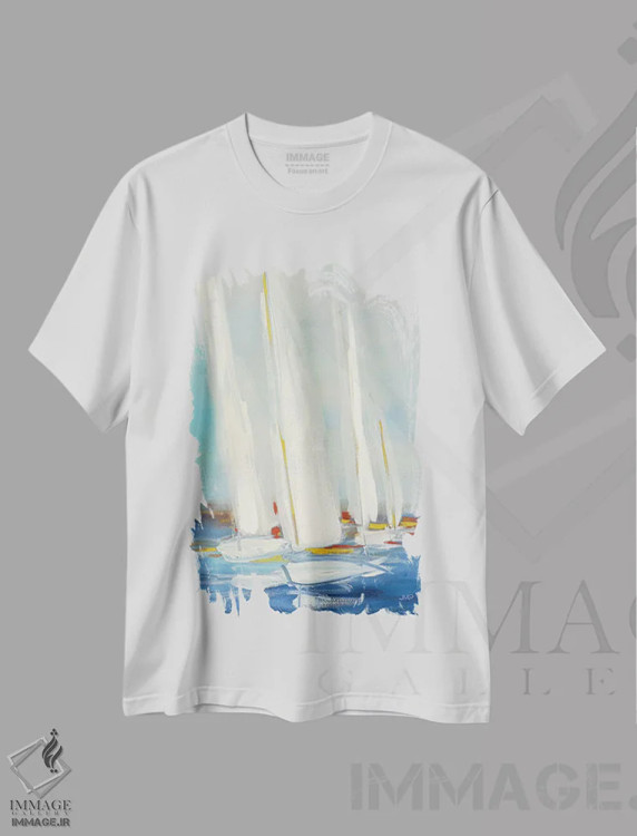 تیشرت سفید طرح دار مسابقهٔ قایقرانی تابستانی دوم، تزئینی اثر جولیا پورینتون | immage.ir