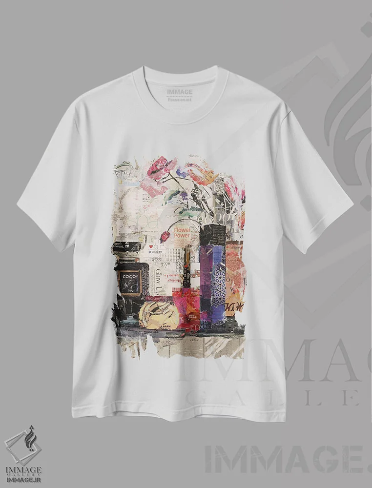 تیشرت سفید طرح دار قدرت گل ها، دکور معاصر اثر جیمی پاولیچ-واکر | فروشگاه ایماژ