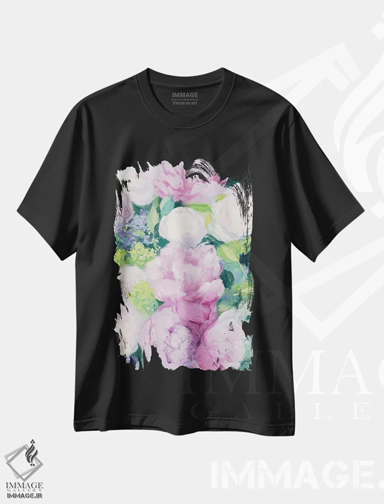 تیشرت مشکی طرح دار لذت تابستانی اول، تزئینی اثر جولیا پورینتون | immage.ir