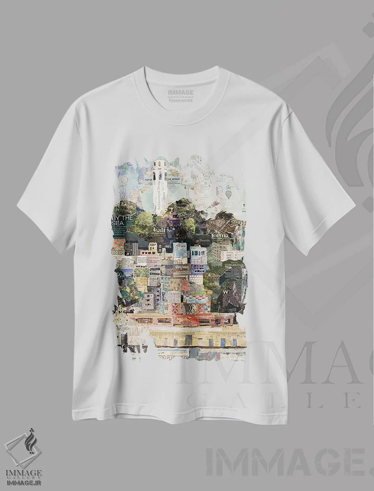 تیشرت سفید طرح دار بالاترین نقطهٔ جهان، دکور معاصر اثر جیمی پاولیچ-واکر | فروشگاه ایماژ