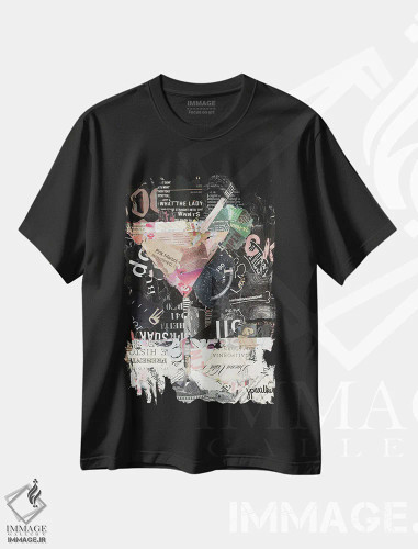 تیشرت مشکی طرح دار مارتینی صورتی، دکور معاصر اثر جیمی پاولیچ-واکر | فروشگاه ایماژ