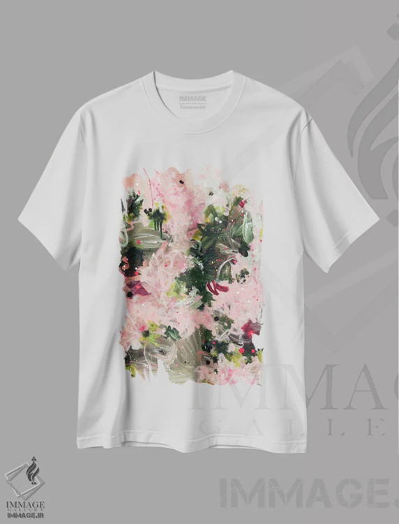 تیشرت سفید طرح دار گل جنگلی اثر جنیفر پتزر | فروشگاه ایماژ