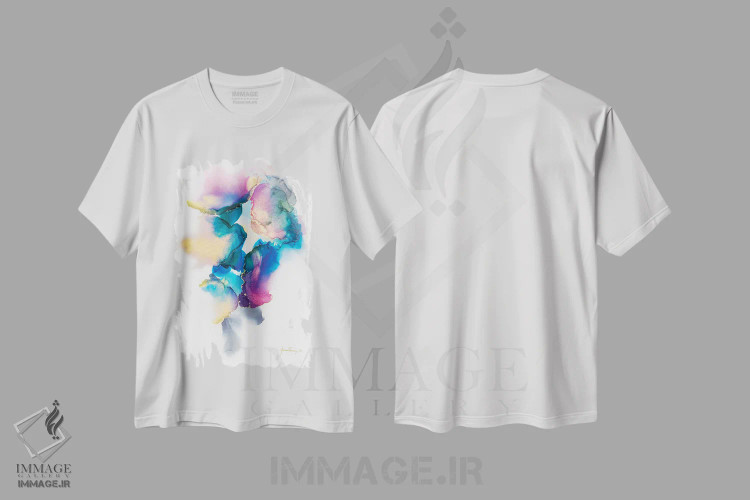 تیشرت سفید طرح دار تسلیم شیرین اثر جیمی پومرانز | immage.ir