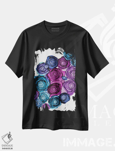 تیشرت مشکی طرح دار رزهای دیواری، آبستره اثر جیمی پومرانز | فروشگاه ایماژ
