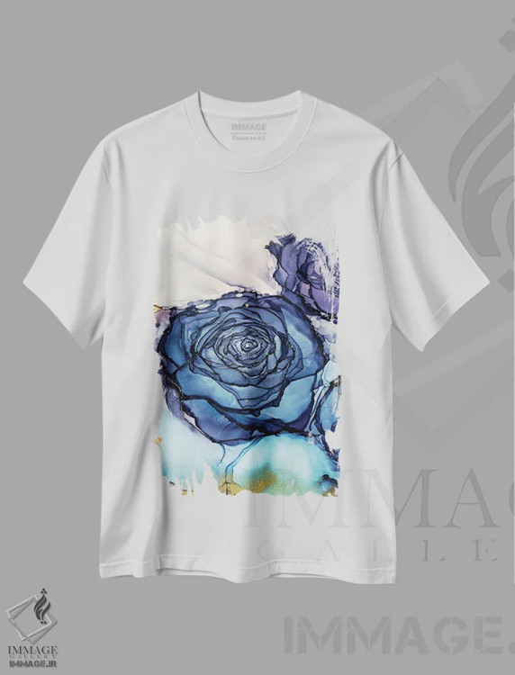 تیشرت سفید طرح دار آخرین دل دادگی، آبستره اثر جیمی پومرانز | immage.ir