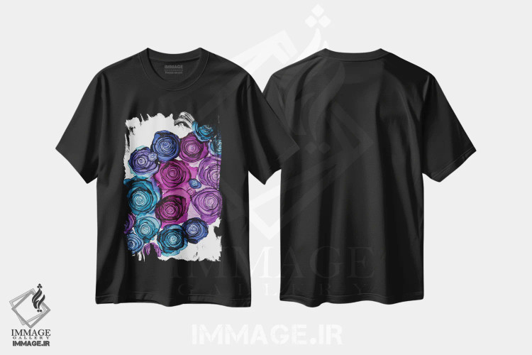 تیشرت مشکی طرح دار رزهای دیواری، آبستره اثر جیمی پومرانز | فروشگاه ایماژ