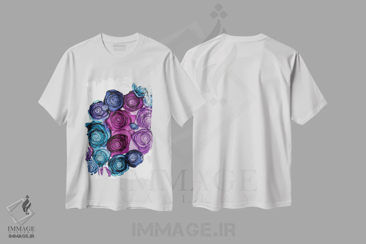 تیشرت سفید طرح دار رزهای دیواری، آبستره اثر جیمی پومرانز | immage.ir
