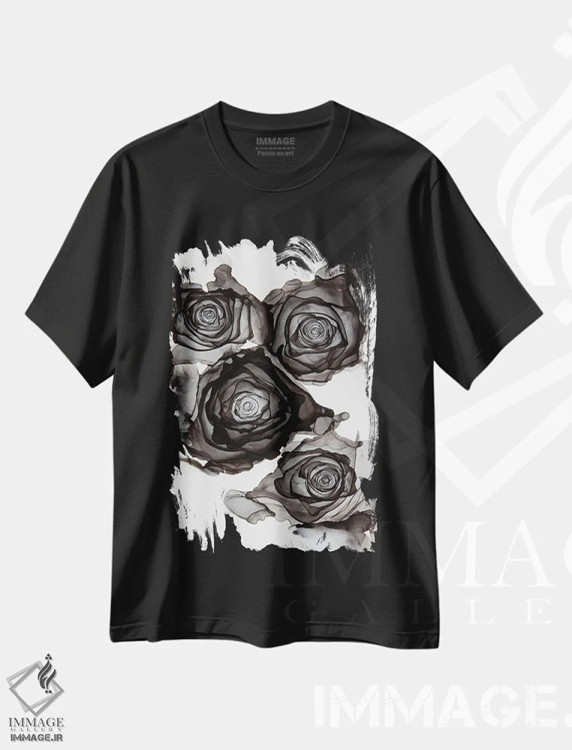 تیشرت مشکی طرح دار تاریکی زیبای من، آبستره اثر جیمی پومرانز | immage.ir