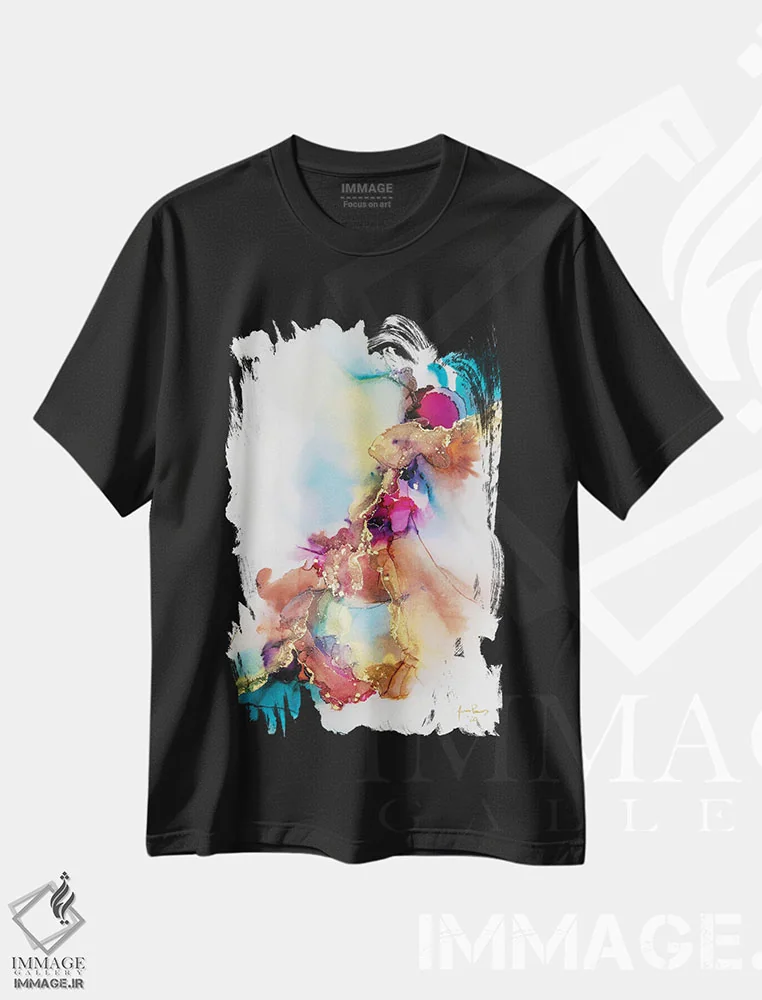 تیشرت مشکی طرح دار پروانه به سوی آتش اثر جیمی پومرانز | immage.ir
