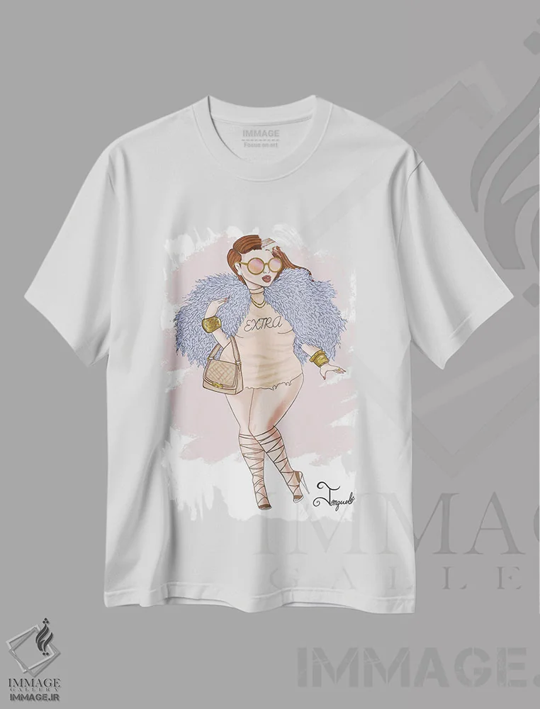 تیشرت سفید طرح دار اغراق شده، هنر دیجیتال اثر جانکول آرت | immage.ir