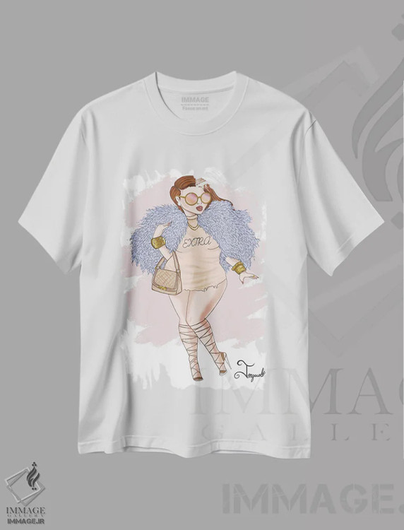 تیشرت سفید طرح دار اغراق شده، هنر دیجیتال اثر جانکول آرت | immage.ir