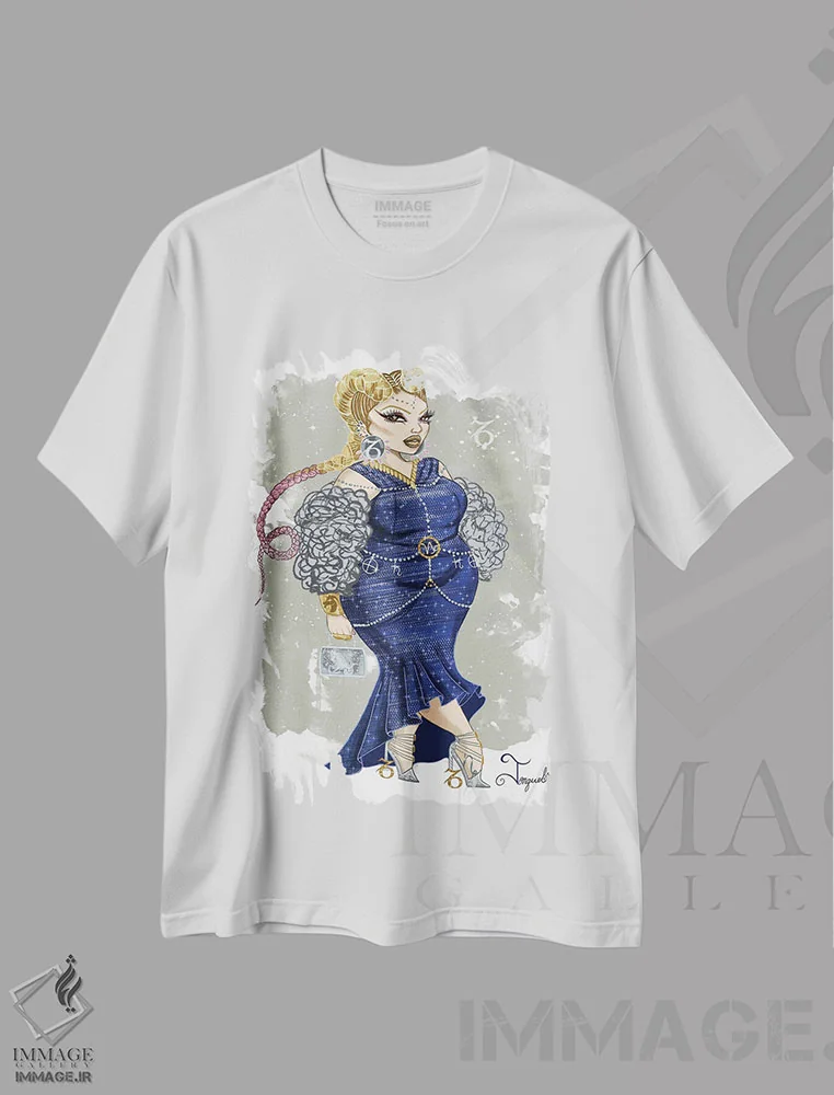 تیشرت سفید طرح دار برج جدی، هنر دیجیتال اثر جانکول آرت | فروشگاه ایماژ