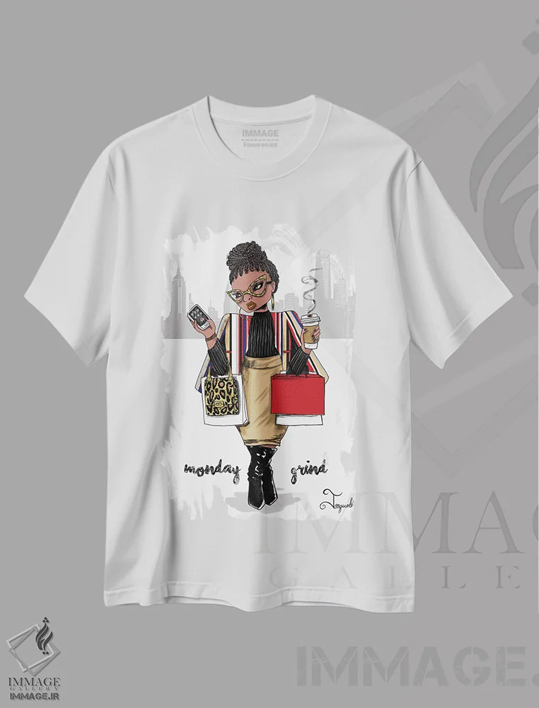 تیشرت سفید طرح دار دوندگی دوشنبه، هنر آمریکایی آفریقایی تبار اثر جانکول آرت | immage.ir
