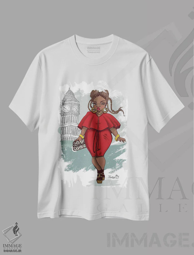 تیشرت سفید طرح دار بیگ بن، هنر آمریکایی آفریقایی تبار اثر جانکول آرت | فروشگاه ایماژ