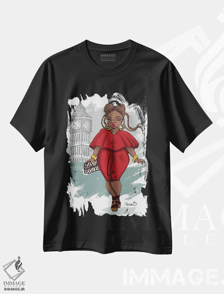 تیشرت مشکی طرح دار بیگ بن، هنر آمریکایی آفریقایی تبار اثر جانکول آرت | immage.ir