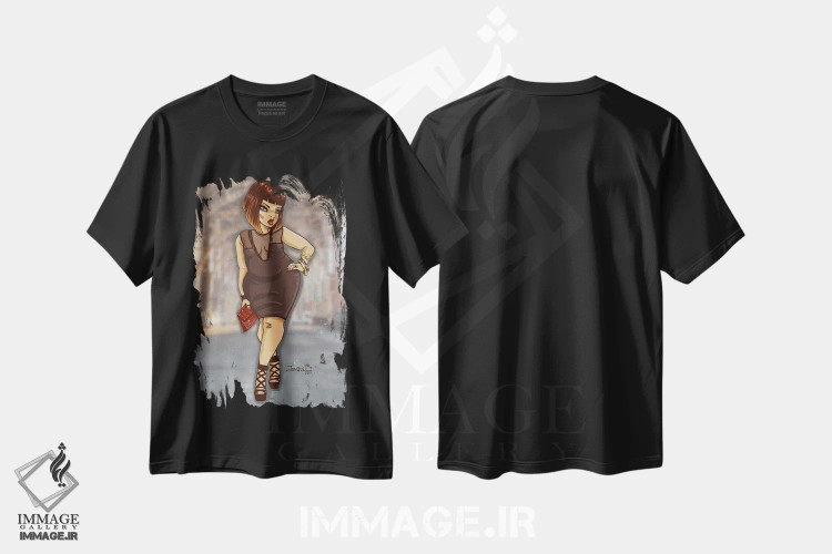 تیشرت مشکی طرح دار پیاده روی، هنر دیجیتال اثر جانکول آرت | immage.ir