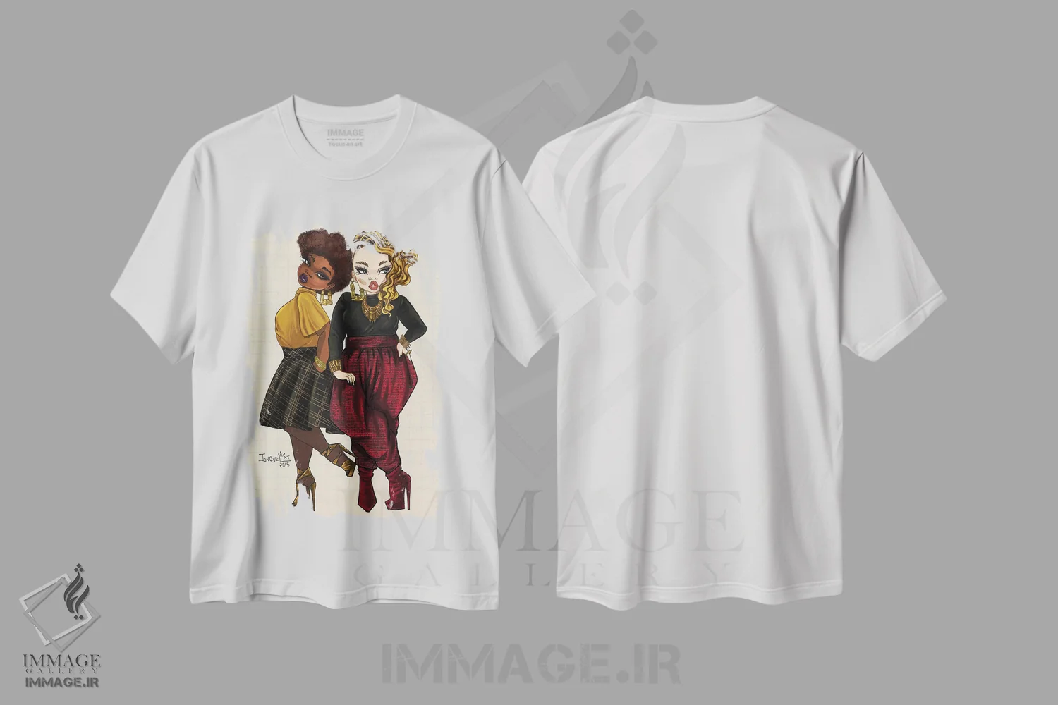 تیشرت سفید طرح دار دختران مد جدید، هنر آمریکایی آفریقایی تبار اثر جانکول آرت | immage.ir