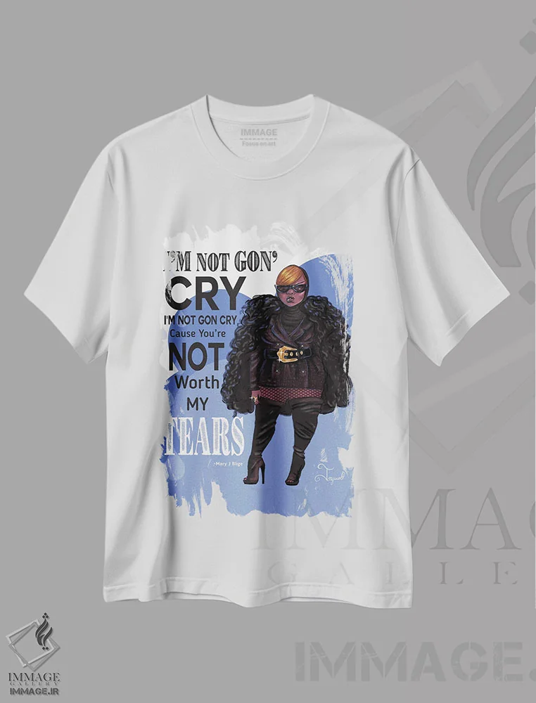 تیشرت سفید طرح دار اشک دیگر نمانده، هنر آمریکایی آفریقایی تبار اثر جانکول آرت | immage.ir