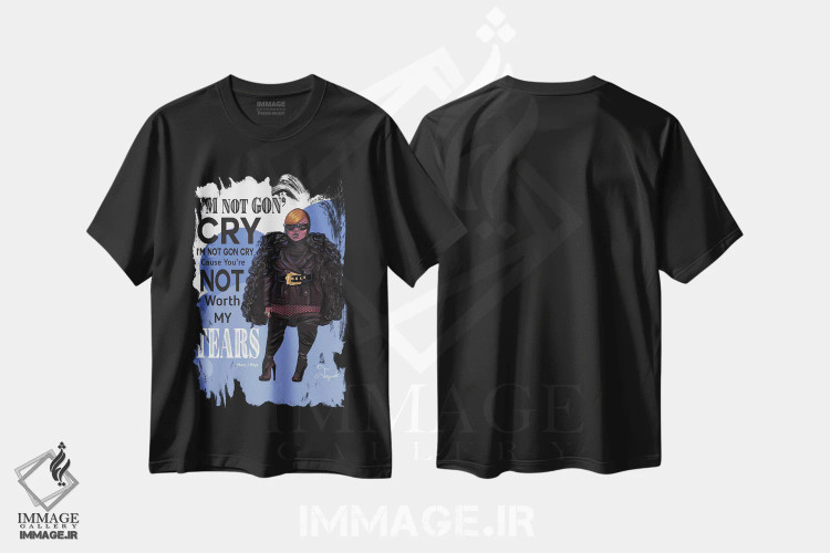 تیشرت مشکی طرح دار اشک دیگر نمانده، هنر آمریکایی آفریقایی تبار اثر جانکول آرت | فروشگاه ایماژ