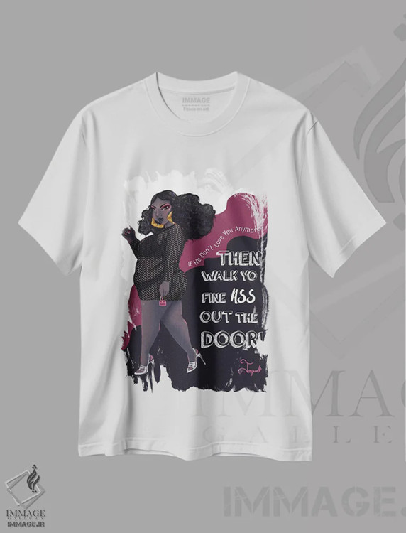 تیشرت سفید طرح دار بیرون رفتن، هنر آمریکایی آفریقایی تبار اثر جانکول آرت | فروشگاه ایماژ