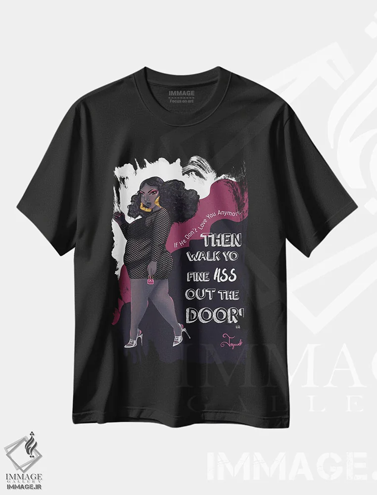 تیشرت مشکی طرح دار بیرون رفتن، هنر آمریکایی آفریقایی تبار اثر جانکول آرت | immage.ir