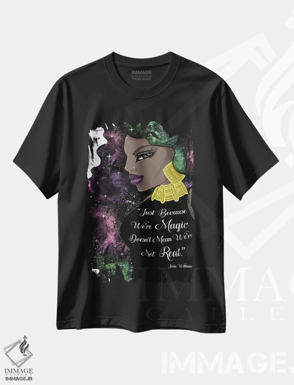 تیشرت مشکی طرح دار ما جادو هستیم، هنر آمریکایی آفریقایی تبار اثر جانکول آرت | immage.ir