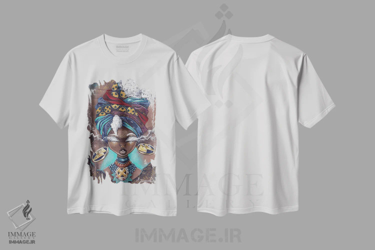 تیشرت سفید طرح دار طوفان آفرو، هنر آمریکایی آفریقایی تبار اثر جانکول آرت | immage.ir