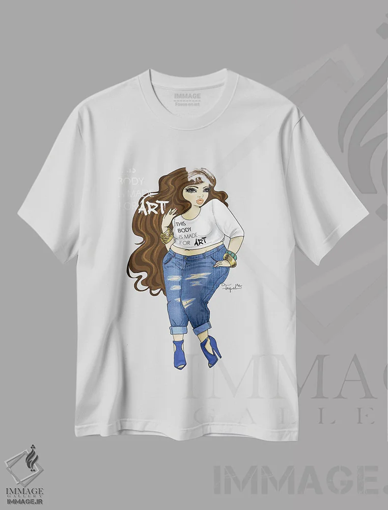 تیشرت سفید طرح دار این بدن برای هنر آفریده شده، هنر دیجیتال اثر جانکول آرت | immage.ir
