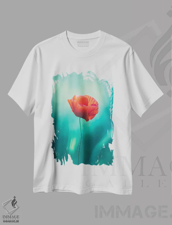 تیشرت سفید طرح دار شقایق تنها، عکاسی ماکرو اثر جفرسون کاستلاری | immage.ir